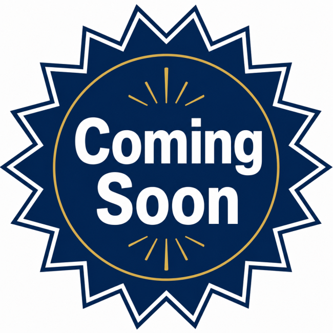 Starburst graphic with "Coming Soon" in the center