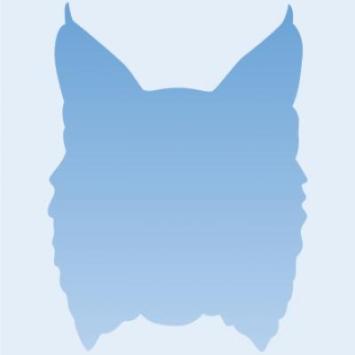 Blue silhouette of a wildcat's face